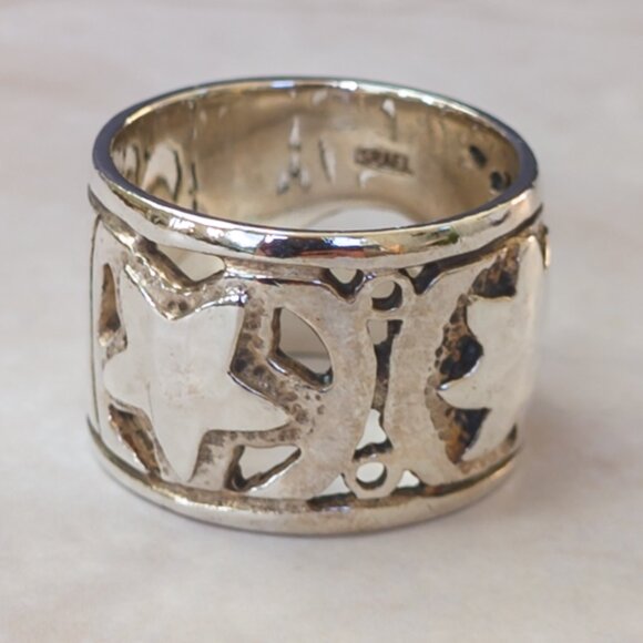 Silpada Sun, Moon & Stars Wide Band Ring — Sterling Silver 925, 14mm, Size 7.25 - Picture 4 of 13